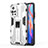Custodia Silicone e Plastica Opaca Cover con Magnetico Supporto KC2 per Xiaomi Poco M4 Pro 5G Bianco