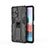 Custodia Silicone e Plastica Opaca Cover con Magnetico Supporto KC2 per Xiaomi Redmi Note 10 Pro Max Nero