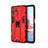 Custodia Silicone e Plastica Opaca Cover con Magnetico Supporto KC2 per Xiaomi Redmi Note 10S 4G Rosso