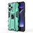 Custodia Silicone e Plastica Opaca Cover con Magnetico Supporto KC2 per Xiaomi Redmi Note 12 Turbo 5G Verde