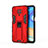 Custodia Silicone e Plastica Opaca Cover con Magnetico Supporto KC2 per Xiaomi Redmi Note 9 Pro Max Rosso