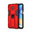 Custodia Silicone e Plastica Opaca Cover con Magnetico Supporto KC2 per Xiaomi Redmi Note 9S Rosso