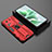 Custodia Silicone e Plastica Opaca Cover con Magnetico Supporto KC3 per Oppo Reno11 5G Rosso