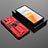 Custodia Silicone e Plastica Opaca Cover con Magnetico Supporto KC3 per Vivo iQOO Neo6 SE 5G Rosso