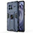 Custodia Silicone e Plastica Opaca Cover con Magnetico Supporto KC3 per Vivo X80 5G Blu