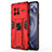 Custodia Silicone e Plastica Opaca Cover con Magnetico Supporto KC3 per Vivo X80 5G Rosso