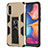 Custodia Silicone e Plastica Opaca Cover con Magnetico Supporto MQ1 per Samsung Galaxy A10e Oro