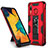 Custodia Silicone e Plastica Opaca Cover con Magnetico Supporto MQ1 per Samsung Galaxy A20 Rosso