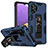 Custodia Silicone e Plastica Opaca Cover con Magnetico Supporto MQ1 per Samsung Galaxy A32 4G Blu