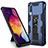 Custodia Silicone e Plastica Opaca Cover con Magnetico Supporto MQ1 per Samsung Galaxy A50S Blu