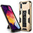 Custodia Silicone e Plastica Opaca Cover con Magnetico Supporto MQ1 per Samsung Galaxy A50S Oro