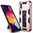 Custodia Silicone e Plastica Opaca Cover con Magnetico Supporto MQ1 per Samsung Galaxy A50S Oro Rosa