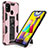 Custodia Silicone e Plastica Opaca Cover con Magnetico Supporto MQ1 per Samsung Galaxy M31 Prime Edition Oro Rosa