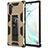 Custodia Silicone e Plastica Opaca Cover con Magnetico Supporto MQ1 per Samsung Galaxy Note 10 5G Oro