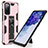 Custodia Silicone e Plastica Opaca Cover con Magnetico Supporto MQ1 per Samsung Galaxy S20 FE 4G Oro Rosa
