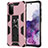 Custodia Silicone e Plastica Opaca Cover con Magnetico Supporto MQ1 per Samsung Galaxy S20 Oro Rosa