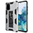 Custodia Silicone e Plastica Opaca Cover con Magnetico Supporto MQ1 per Samsung Galaxy S20 Plus Argento