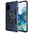 Custodia Silicone e Plastica Opaca Cover con Magnetico Supporto MQ1 per Samsung Galaxy S20 Plus Blu
