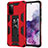 Custodia Silicone e Plastica Opaca Cover con Magnetico Supporto MQ1 per Samsung Galaxy S20 Rosso