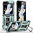 Custodia Silicone e Plastica Opaca Cover con Magnetico Supporto MQ1 per Samsung Galaxy Z Flip5 5G