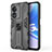 Custodia Silicone e Plastica Opaca Cover con Magnetico Supporto per Oppo A1 Pro 5G Nero