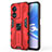 Custodia Silicone e Plastica Opaca Cover con Magnetico Supporto per Oppo A1 Pro 5G Rosso