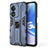 Custodia Silicone e Plastica Opaca Cover con Magnetico Supporto per Oppo A1x 5G Blu