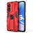 Custodia Silicone e Plastica Opaca Cover con Magnetico Supporto per Oppo A1x 5G Rosso