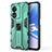 Custodia Silicone e Plastica Opaca Cover con Magnetico Supporto per Oppo A58 5G Verde