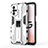 Custodia Silicone e Plastica Opaca Cover con Magnetico Supporto per Oppo A93s 5G Bianco