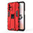Custodia Silicone e Plastica Opaca Cover con Magnetico Supporto per Oppo A93s 5G Rosso