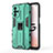 Custodia Silicone e Plastica Opaca Cover con Magnetico Supporto per Oppo A93s 5G Verde