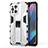 Custodia Silicone e Plastica Opaca Cover con Magnetico Supporto per Oppo Find X3 Pro 5G Bianco