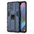 Custodia Silicone e Plastica Opaca Cover con Magnetico Supporto per Oppo Find X3 Pro 5G Blu