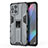 Custodia Silicone e Plastica Opaca Cover con Magnetico Supporto per Oppo Find X3 Pro 5G Grigio