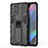 Custodia Silicone e Plastica Opaca Cover con Magnetico Supporto per Oppo Find X3 Pro 5G Nero