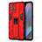 Custodia Silicone e Plastica Opaca Cover con Magnetico Supporto per Oppo Find X3 Pro 5G Rosso