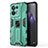 Custodia Silicone e Plastica Opaca Cover con Magnetico Supporto per Oppo Reno9 5G Verde