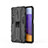 Custodia Silicone e Plastica Opaca Cover con Magnetico Supporto per Samsung Galaxy A22 4G Nero