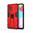 Custodia Silicone e Plastica Opaca Cover con Magnetico Supporto per Samsung Galaxy A52 4G Rosso