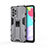 Custodia Silicone e Plastica Opaca Cover con Magnetico Supporto per Samsung Galaxy A52s 5G Grigio