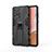 Custodia Silicone e Plastica Opaca Cover con Magnetico Supporto per Samsung Galaxy A72 4G Nero