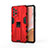 Custodia Silicone e Plastica Opaca Cover con Magnetico Supporto per Samsung Galaxy A72 4G Rosso