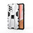 Custodia Silicone e Plastica Opaca Cover con Magnetico Supporto per Samsung Galaxy A72 5G Bianco