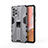Custodia Silicone e Plastica Opaca Cover con Magnetico Supporto per Samsung Galaxy A72 5G Grigio