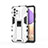 Custodia Silicone e Plastica Opaca Cover con Magnetico Supporto per Samsung Galaxy M32 5G Bianco