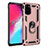 Custodia Silicone e Plastica Opaca Cover con Magnetico Supporto per Samsung Galaxy S20 Plus 5G Oro Rosa