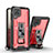 Custodia Silicone e Plastica Opaca Cover con Magnetico Supporto Q01W per Samsung Galaxy A12 Nacho Rosso