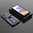 Custodia Silicone e Plastica Opaca Cover con Magnetico Supporto T01 per Samsung Galaxy A22 4G Blu