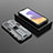 Custodia Silicone e Plastica Opaca Cover con Magnetico Supporto T01 per Samsung Galaxy A22 4G Grigio